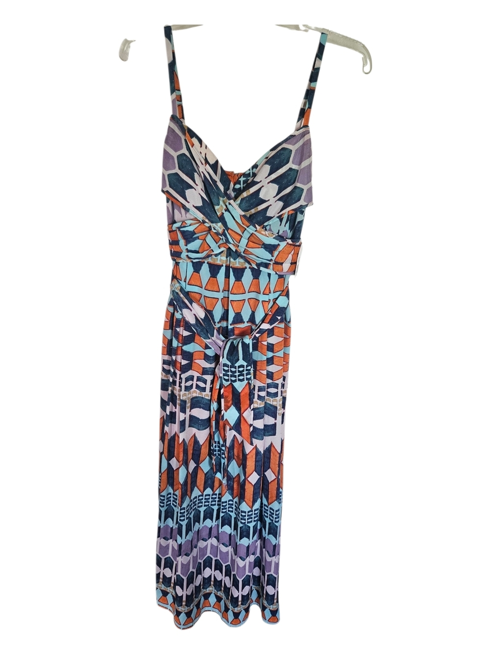 Jessica Simpson Geometric Maxi Dress in Blue, Orange & Purple